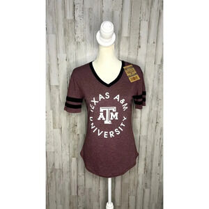 NWT Rivalry Threads Texas A&M‎ Women's V-Neck T-Shirt Maroon Size Small